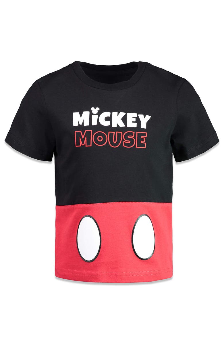 Disney Mickey Mouse 4-Pack Short Sleeve T-Shirts, Alternate, color, Red Blue Grey Black
