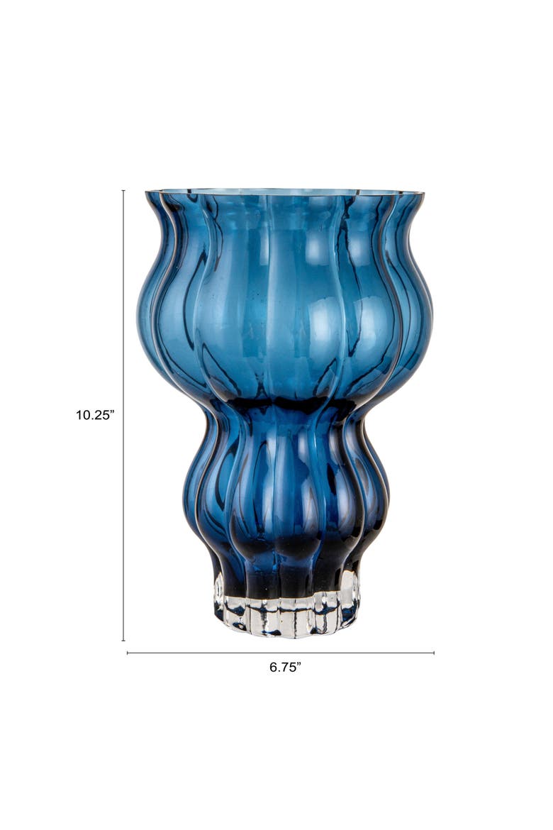 Round Pressed Glass Vase, Blue, Alternate, color, Blue