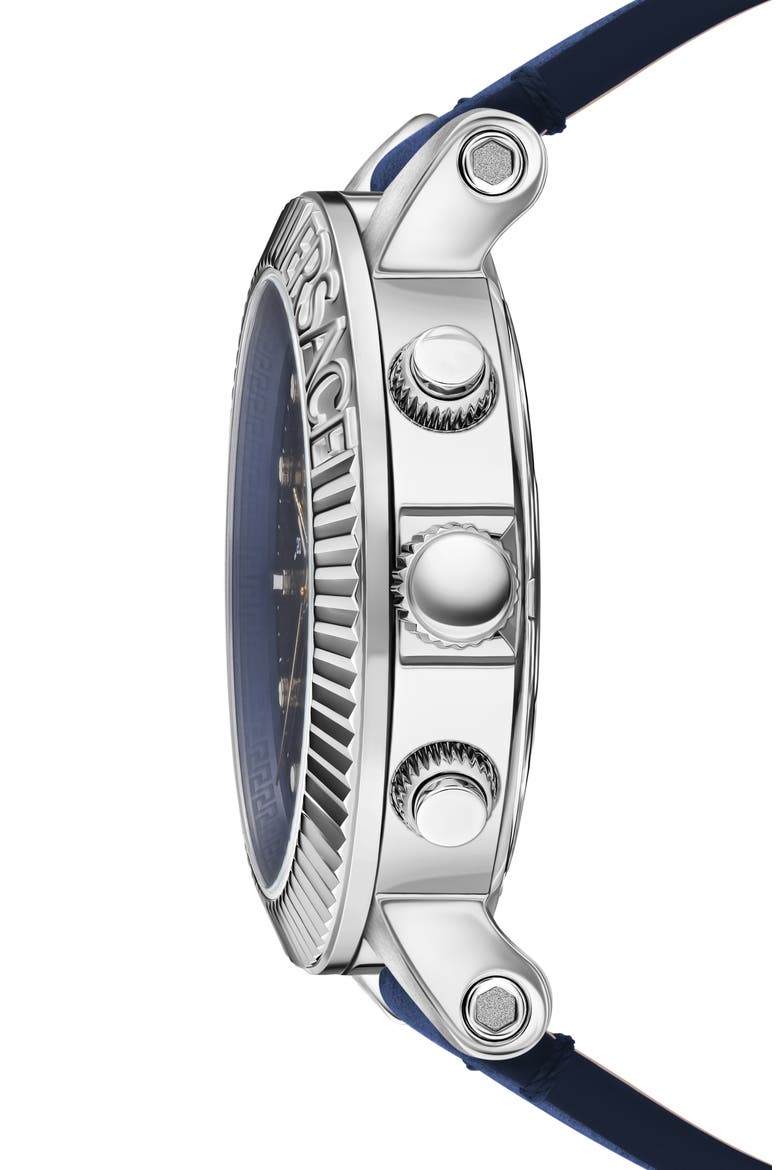 V-Chrono Classic Swiss Quartz Leather Strap Watch, 45mm, Alternate, color, STAINLESS STEEL