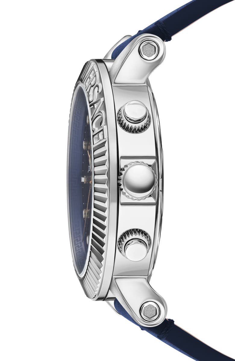 Versace V-Chrono Classic Swiss Quartz Leather Strap Watch, 45mm, Alternate, color, Stainless Steel