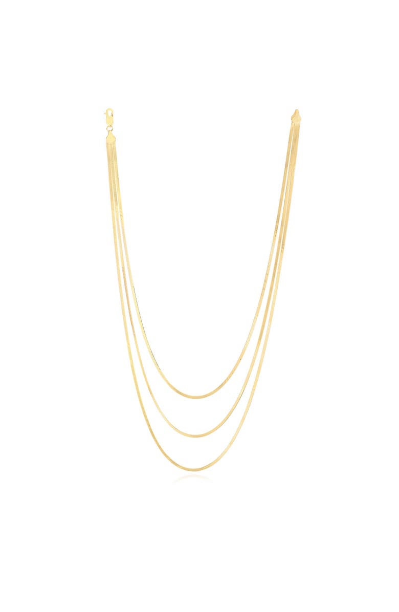 The Lovery Fine Jewelry Triple Strand Herringbone Necklace, Alternate, color, Yellow Gold
