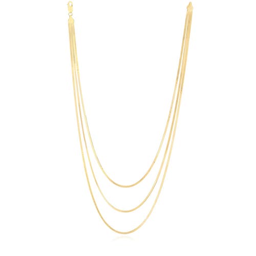 The Lovery Fine Jewelry Triple Strand Herringbone Necklace In Gold