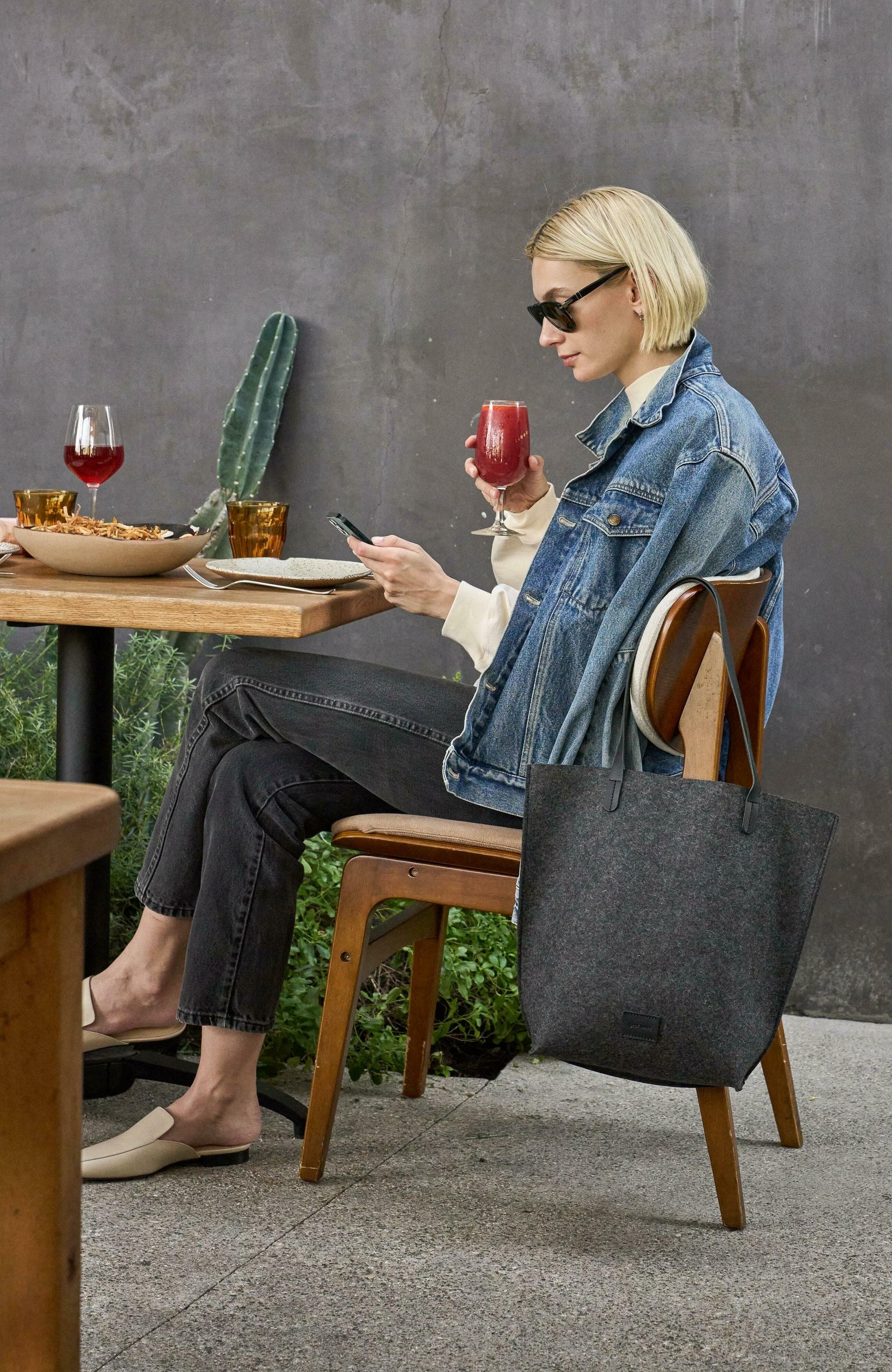 Graf Lantz Hana Merino Wool Tote, Alternate, color, Charcoal