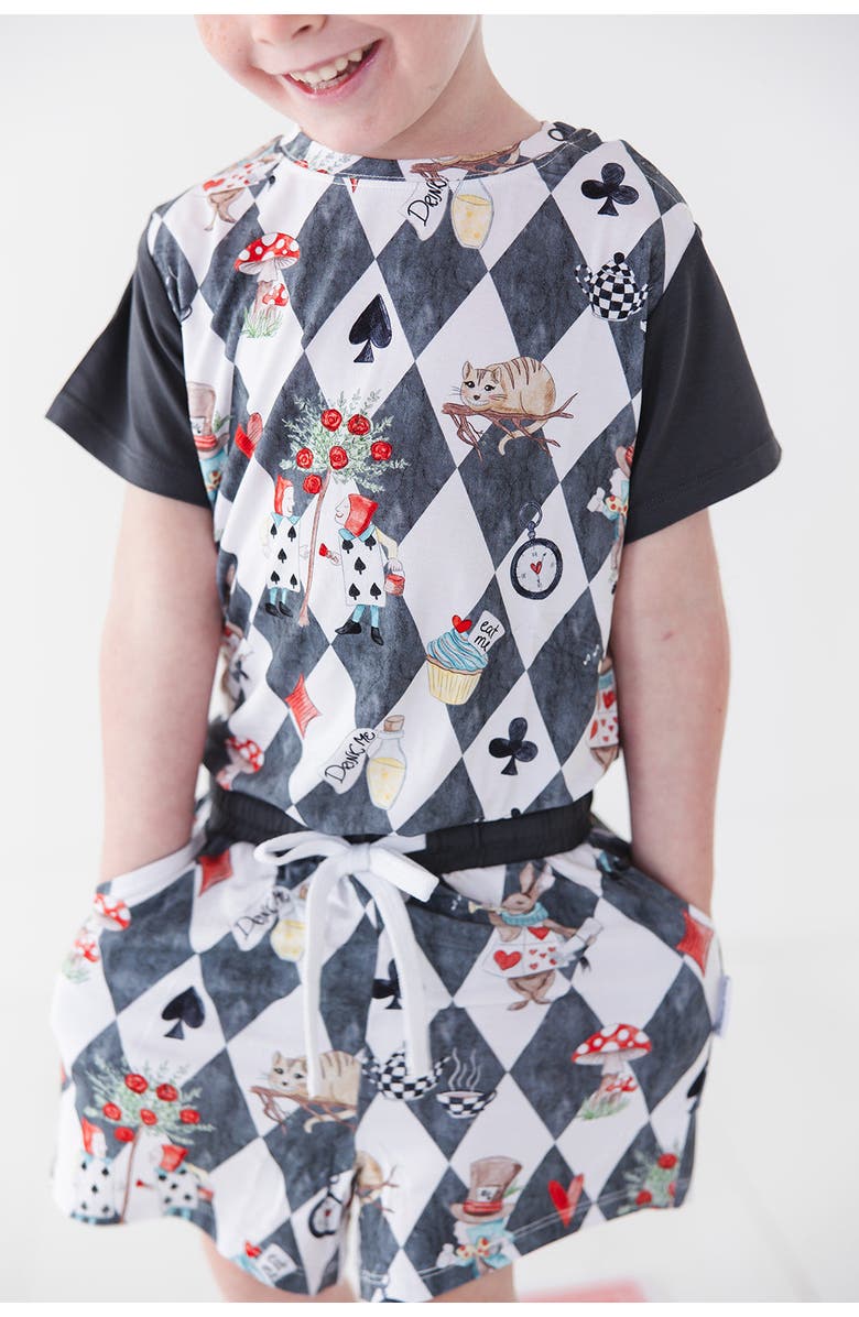 Charlie Lou Baby<sup>®</sup> Baby's Alice in Wonderland Shorts and Shirt Set, Alternate, color, Grey