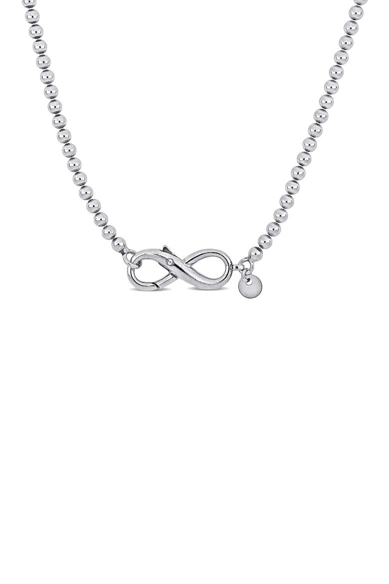 Sterling Silver Infinity Clasp Ball Chain Necklace, Main, color, SILVER