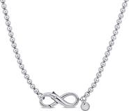 DELMAR Sterling Silver Infinity Clasp Ball Chain Necklace
