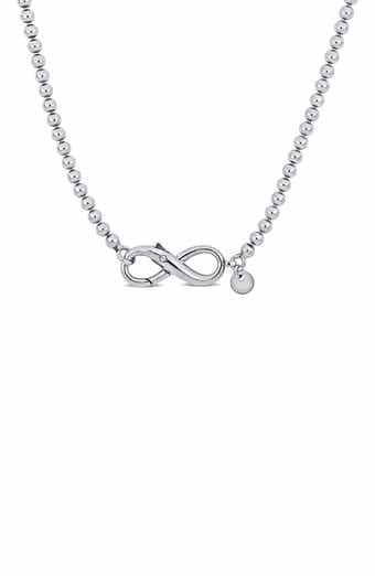 Sterling Silver Infinity Clasp Ball Chain Necklace