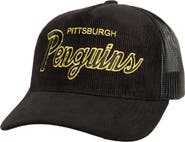 Mitchell & Ness Men's Mitchell & Ness  Black Pittsburgh Penguins Times Up Classic Script Cord Trucker Adjustable Hat