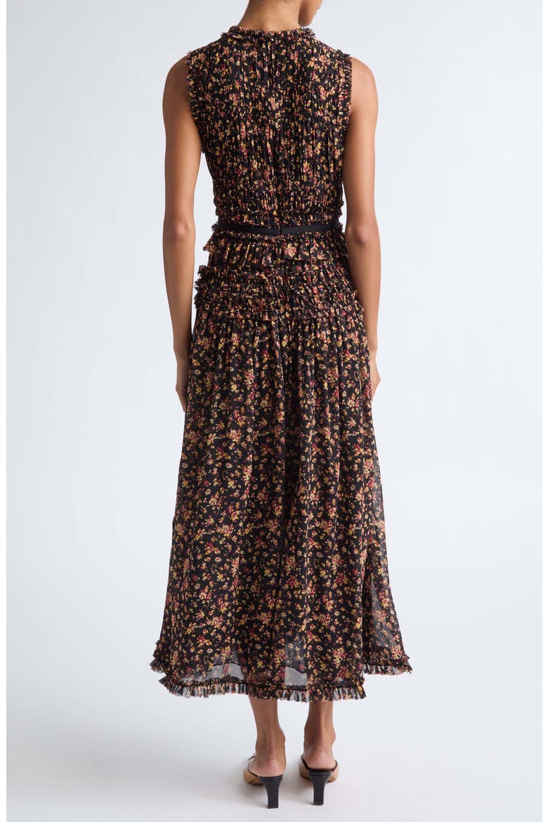 Etta Silk Dress, Alternate, color, NOIR MILLE FLEUR