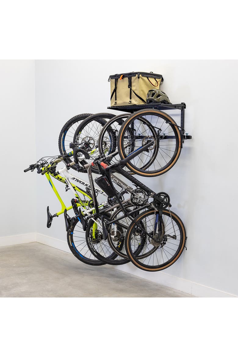 G-Swivel Bike + Shelf - Adjustable Wall Storage System - Holds 4 Bikes, Main, color, Black