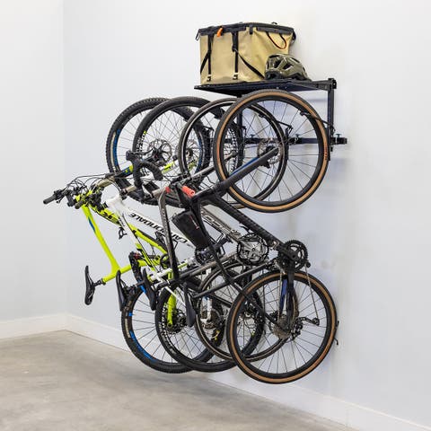 G-Swivel Bike + Shelf - Adjustable Wall Storage System - Holds 4 Bikes