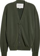 JW Anderson Garment Dye Cotton Fleece V-Neck Cardigan