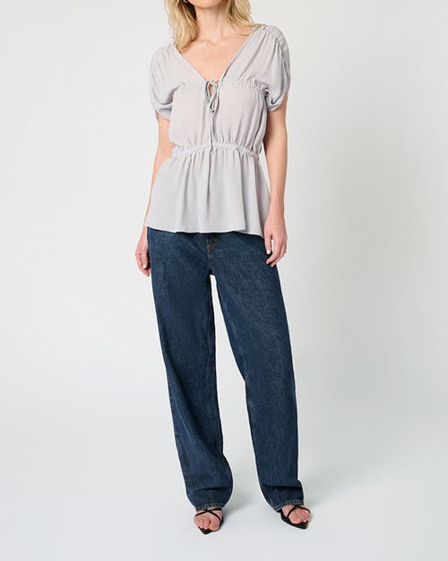 Weworewhat Gathered Cap Short Sleeve Top In Dove