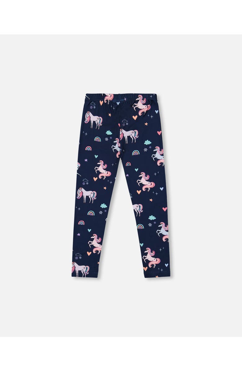 Deux par Deux Stretch Jersey Leggings Unicorn, Alternate, color, Navy