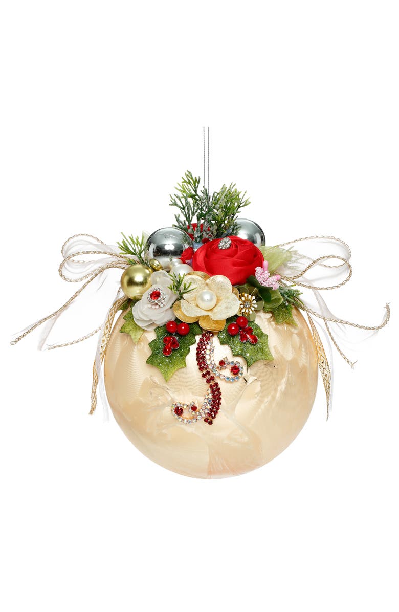 Mark Roberts Floral Jeweled Ornament, Frosted, Gold, Main, color, Frosted Gold