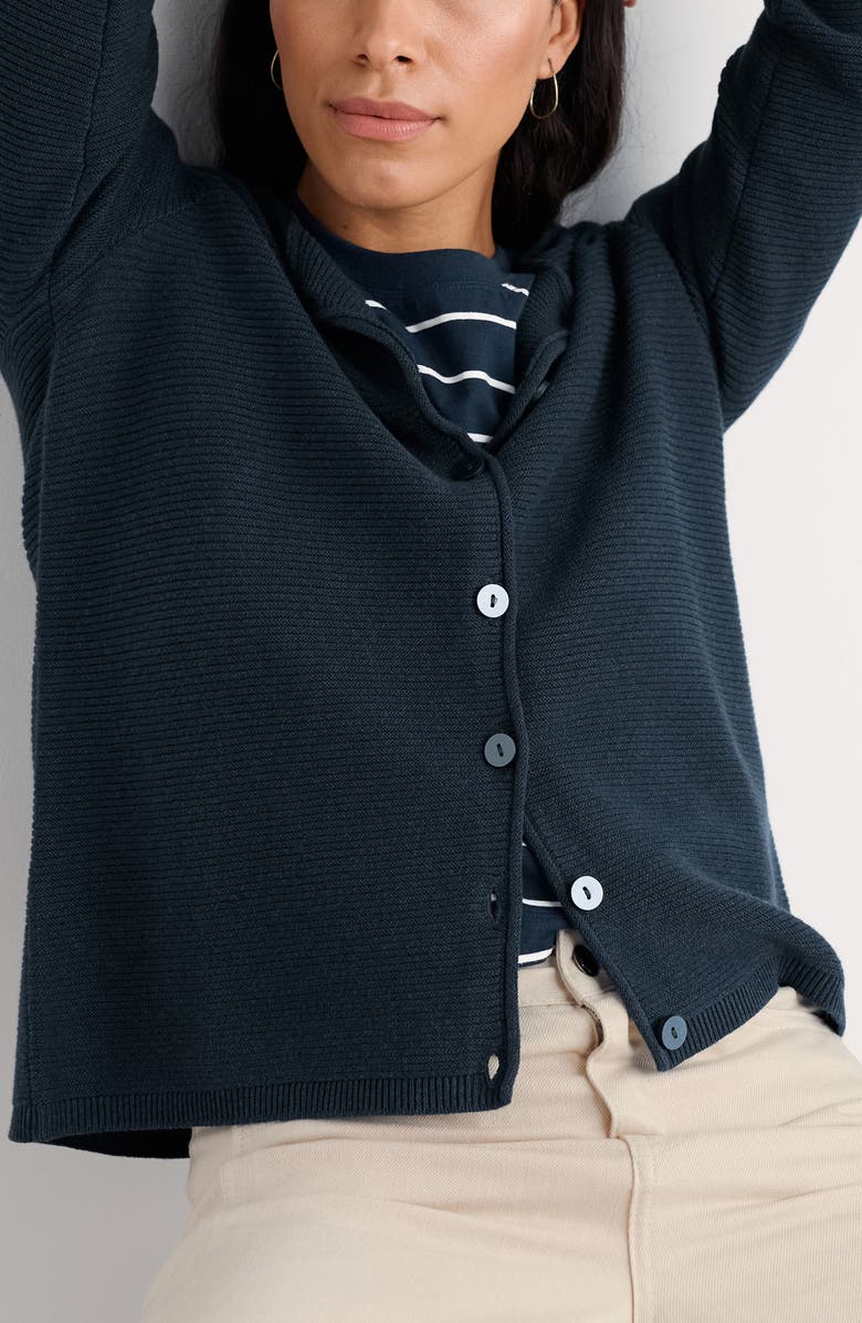 Seasalt Cornwall Makers Rib Organic & Recycled Cotton Cardigan, Alternate, color, Maritime