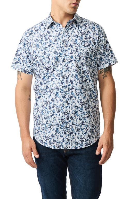 Rodd & Gunn Herbertville Floral Short Sleeve Button-up Shirt In Lake