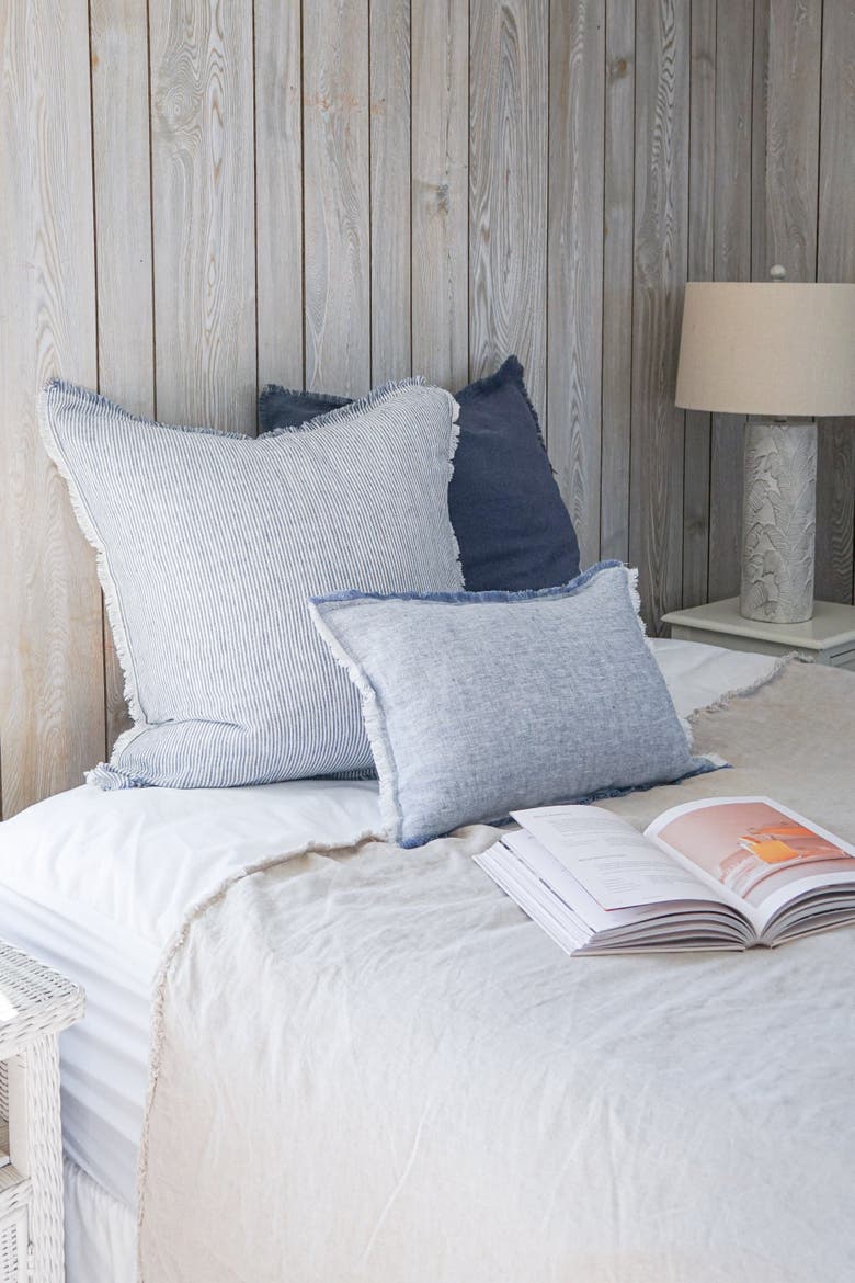Soft Fringe Linen Pillow Cover Only, Alternate, color, Chambray Blue