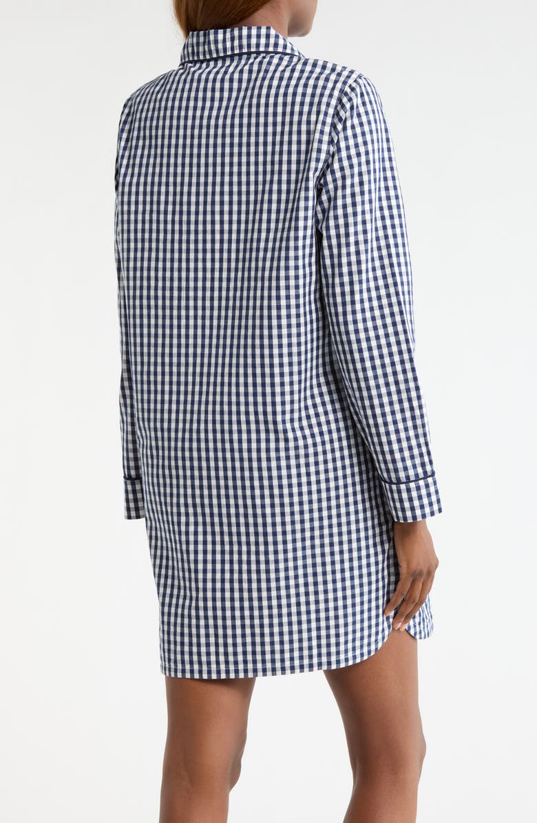 Nordstrom Classic Piped Cotton Nightshirt, Alternate, color, Navy Laura Gingham
