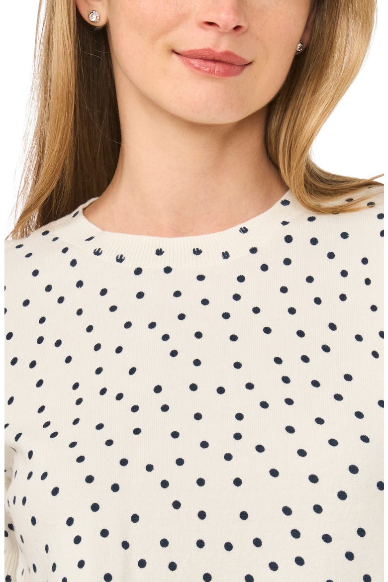 Printed Short Sleeve Cotton Sweater, Alternate, color, DRESS BLUE DOT