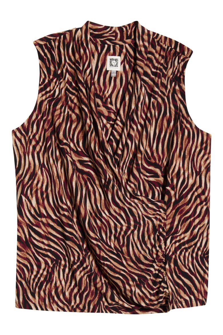 Faux Wrap Sleeveless Top, Alternate, color, BAROLO MULTI