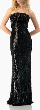 IVONNE Strapless Sequin Column Gown