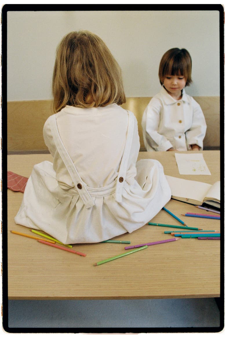The Oversized Denim Pinafore Kids, Alternate, color, light denim