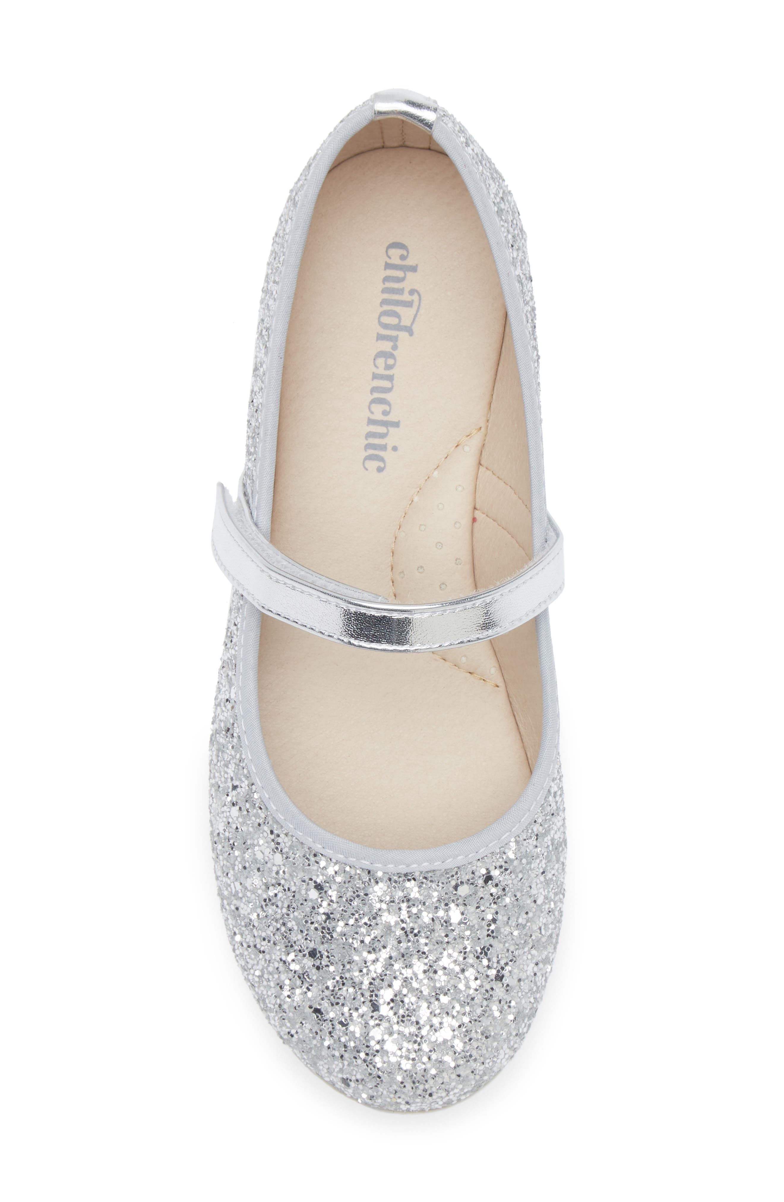 CHILDRENCHIC Kids' Estrella Mary Jane Flat, Alternate, color, Silver Sparkle