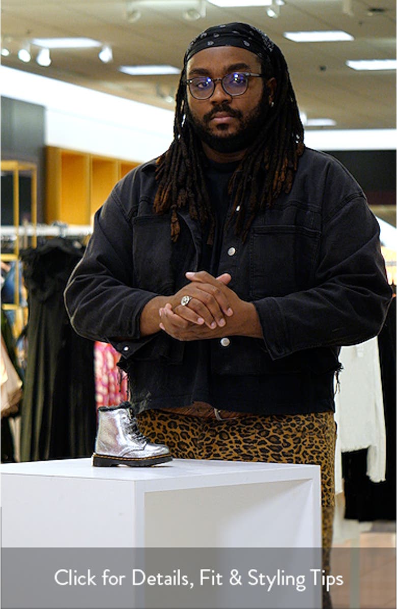 Kids' 1460 Serena Faux Fur Lined Metallic Boot, sales video thumbnail