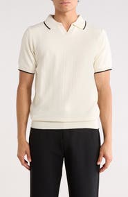TOM BAINE Johnny Collar Knit Polo Sweater