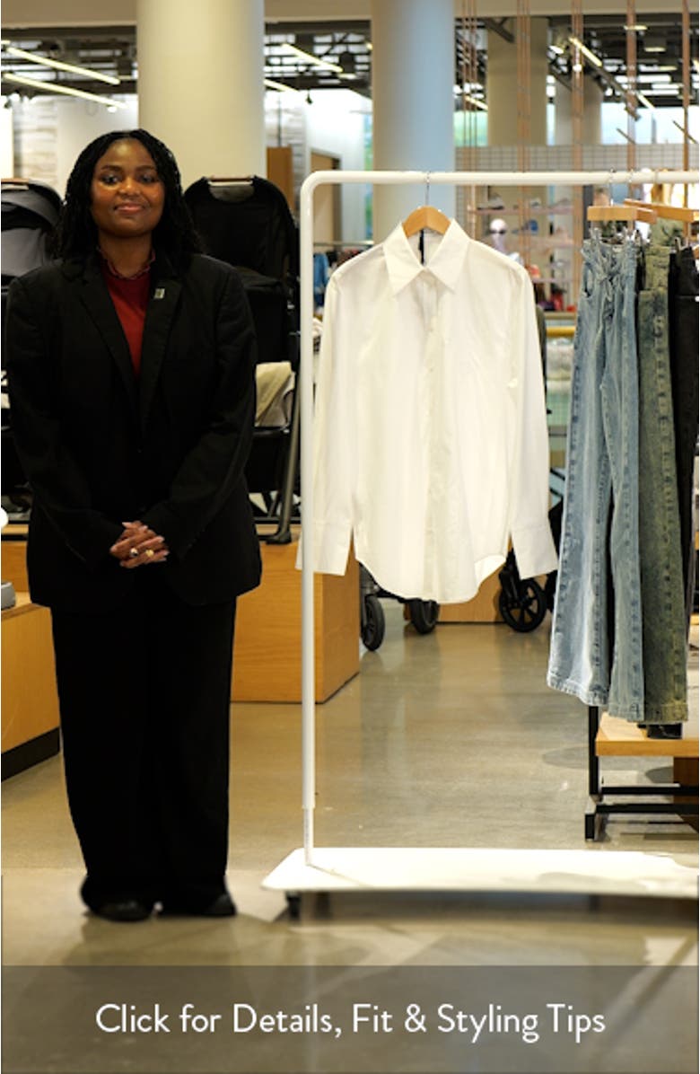 Oversize Embroidered Poplin Button-Up Shirt, sales video thumbnail