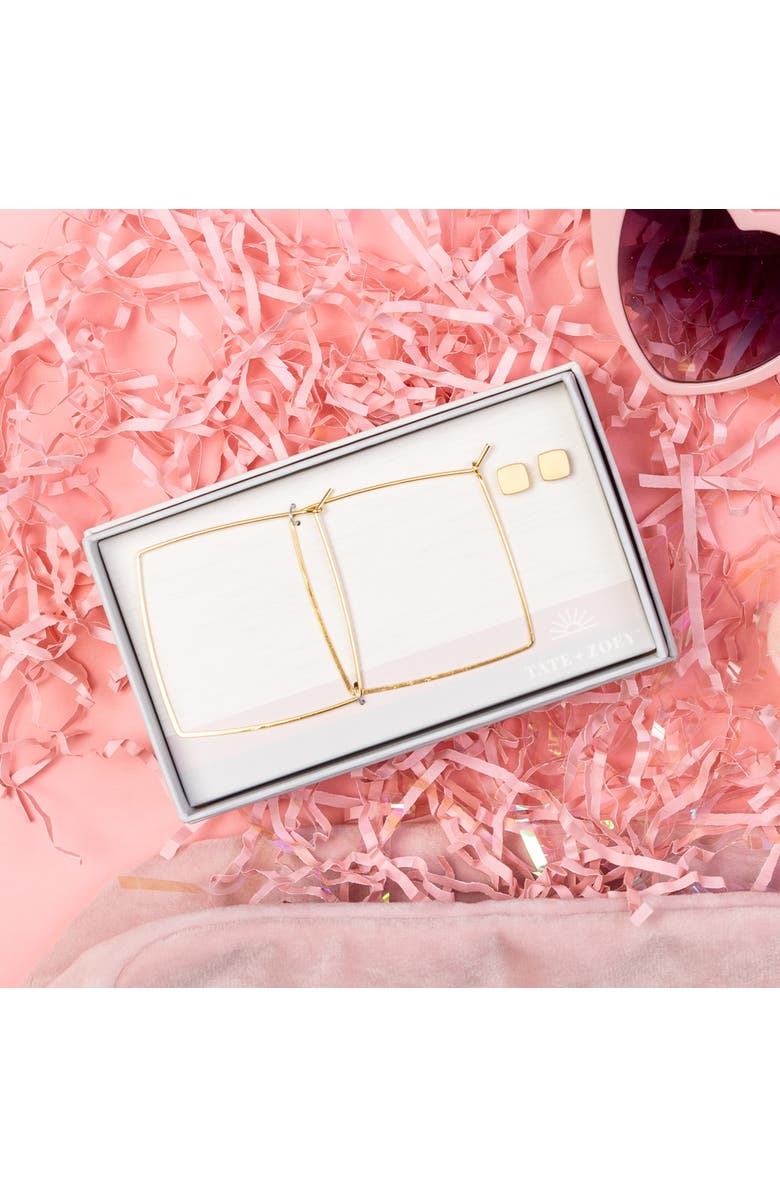 Totalee Gift Gold Geometric Diamond Earring Set Burnished Brass Gold, Alternate, color, Gold