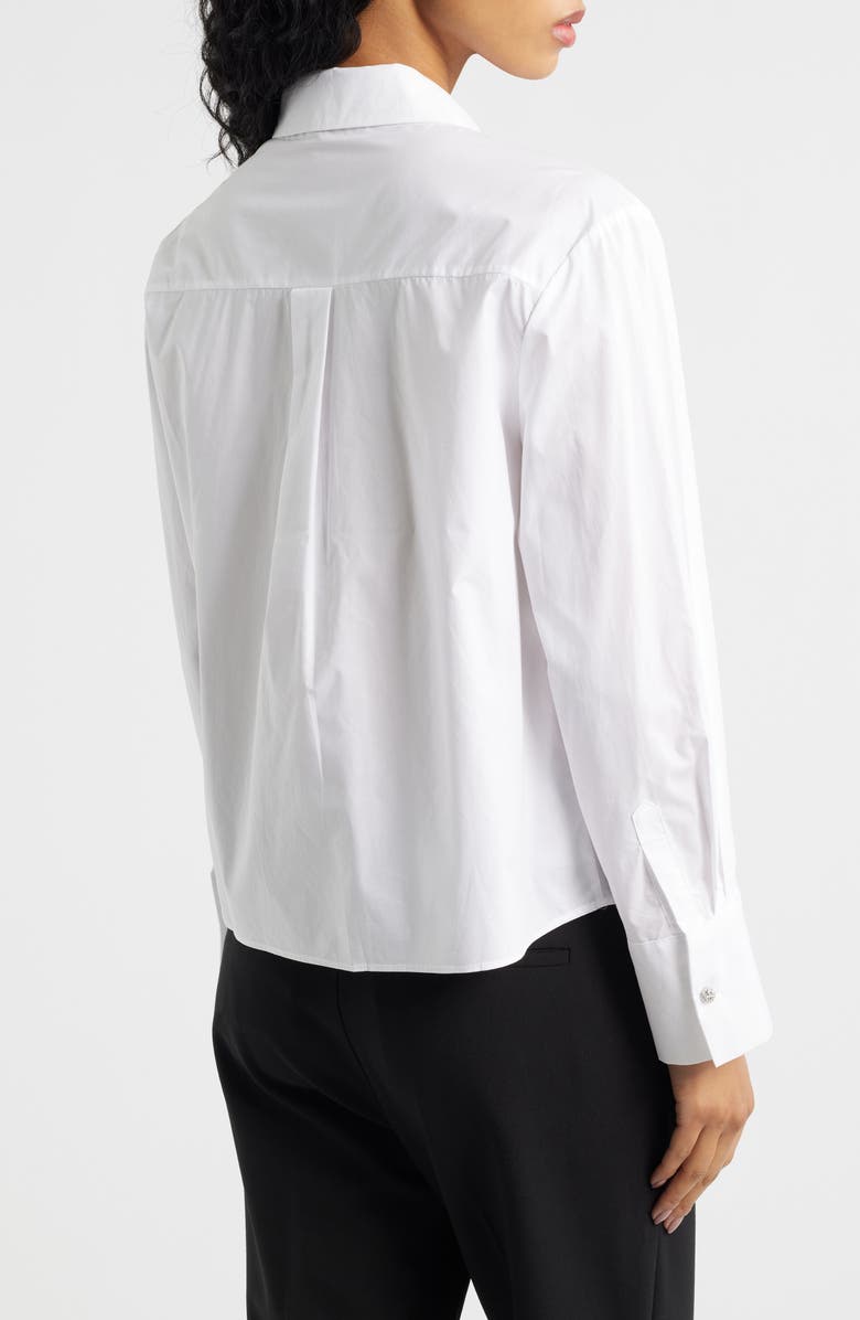 MANGO Crystal Button Up Shirt, Alternate, color, Off White