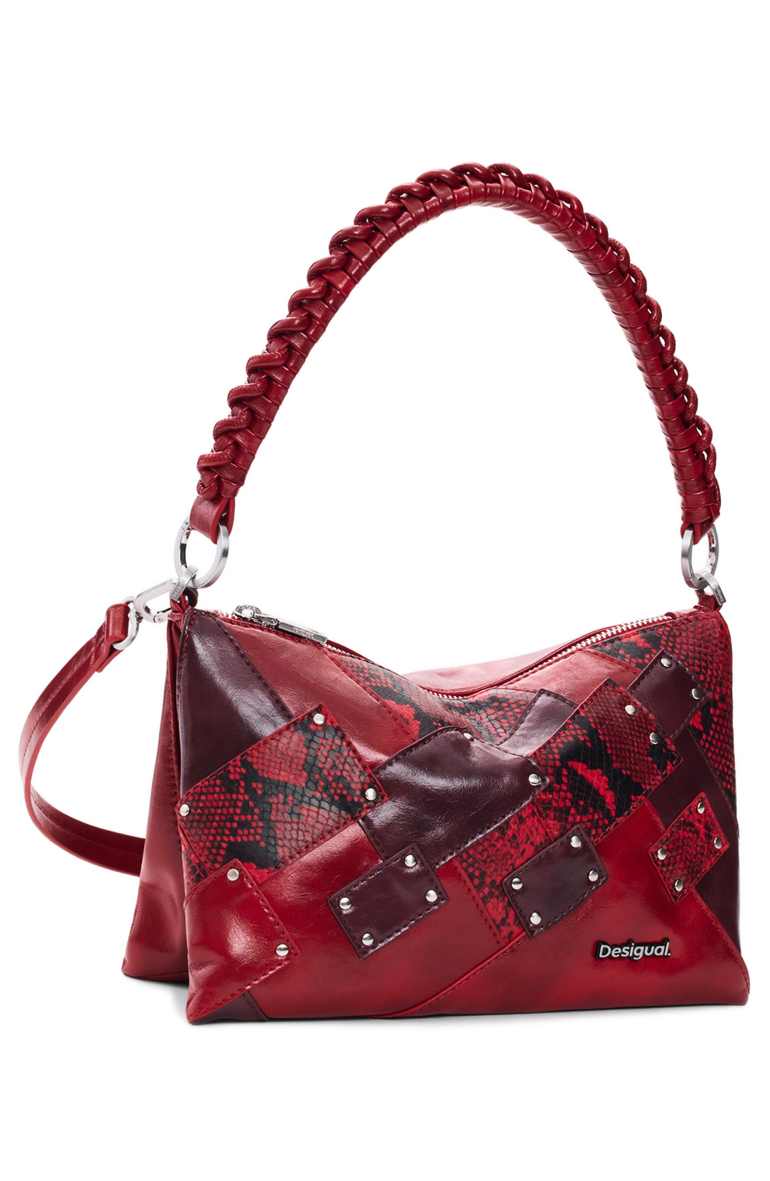 Desigual Faux Leather Crossbody Bag, Alternate, color, Red