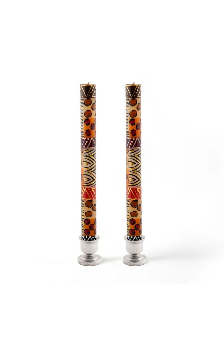 Thumbprint Artifacts Animal Print Painted Candles - Set of 2, Main, color, Animal Print - 9"