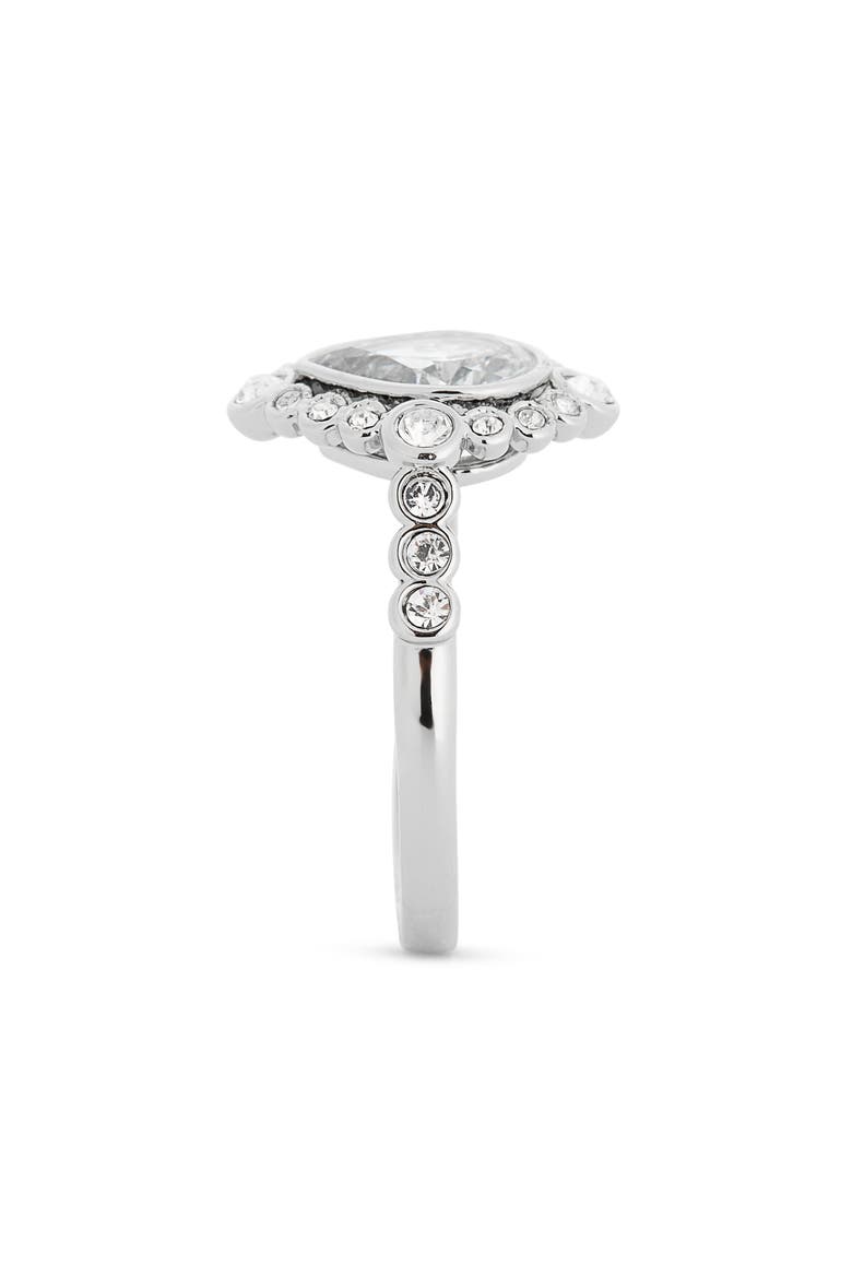 CZ Teardrop Halo Ring, Alternate, color, RHODIUM