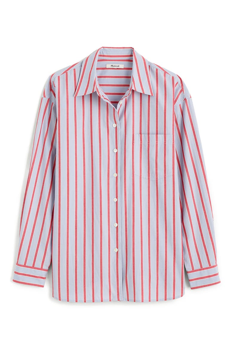 The Easy Stripe Cotton Poplin Button-Up Shirt, Alternate, color, TRANQUIL BLUE