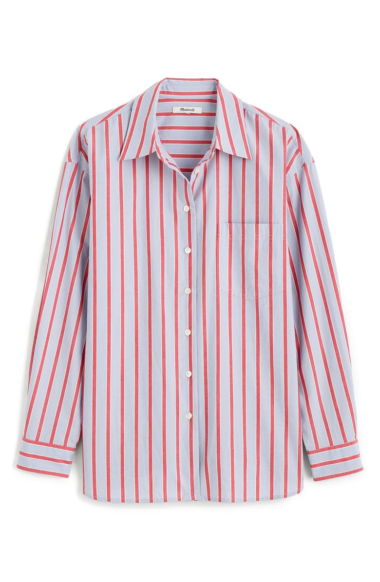 Madewell The Easy Stripe Cotton Poplin Button-Up Shirt, Alternate, color, Tranquil Blue