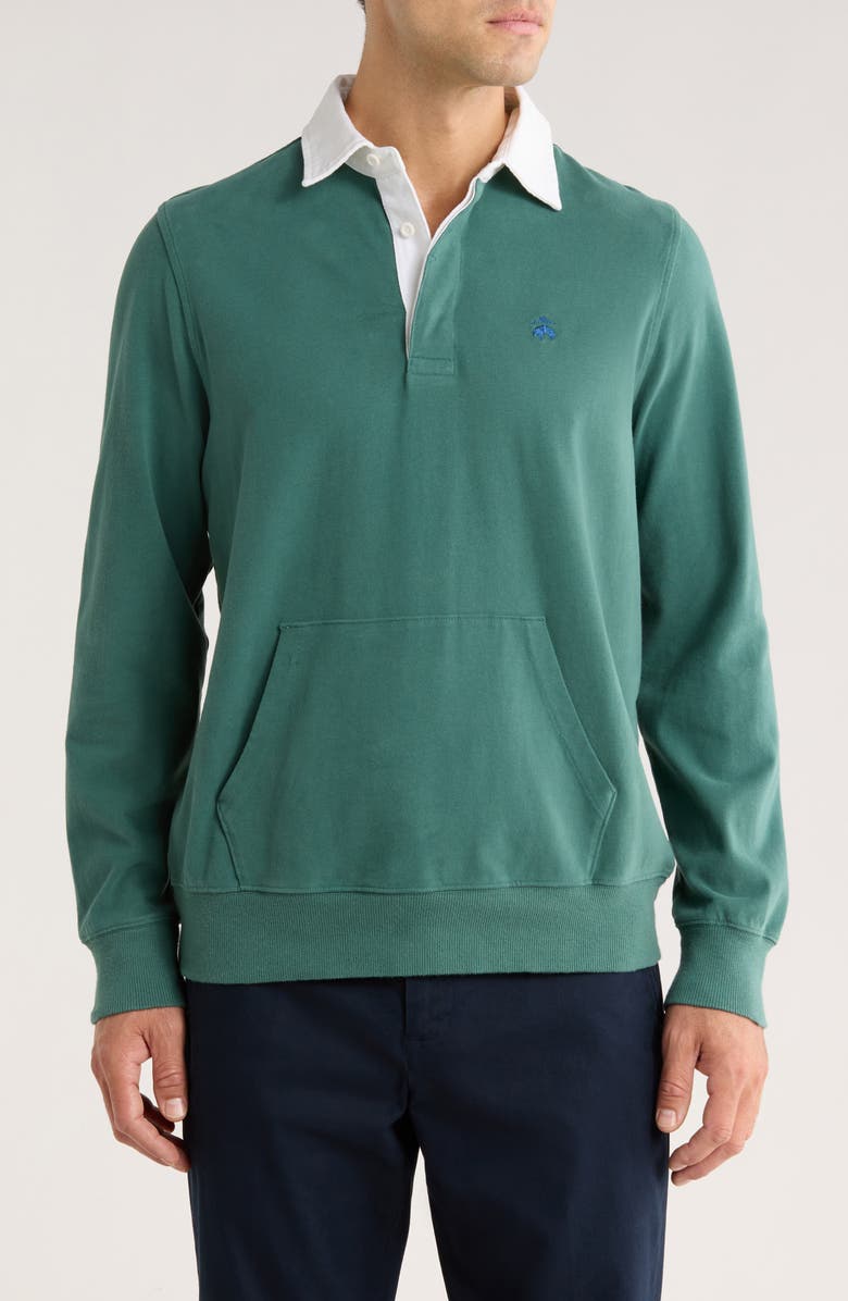 Brooks Brothers Long Sleeve Cotton Polo, Main, color, Mallard Green