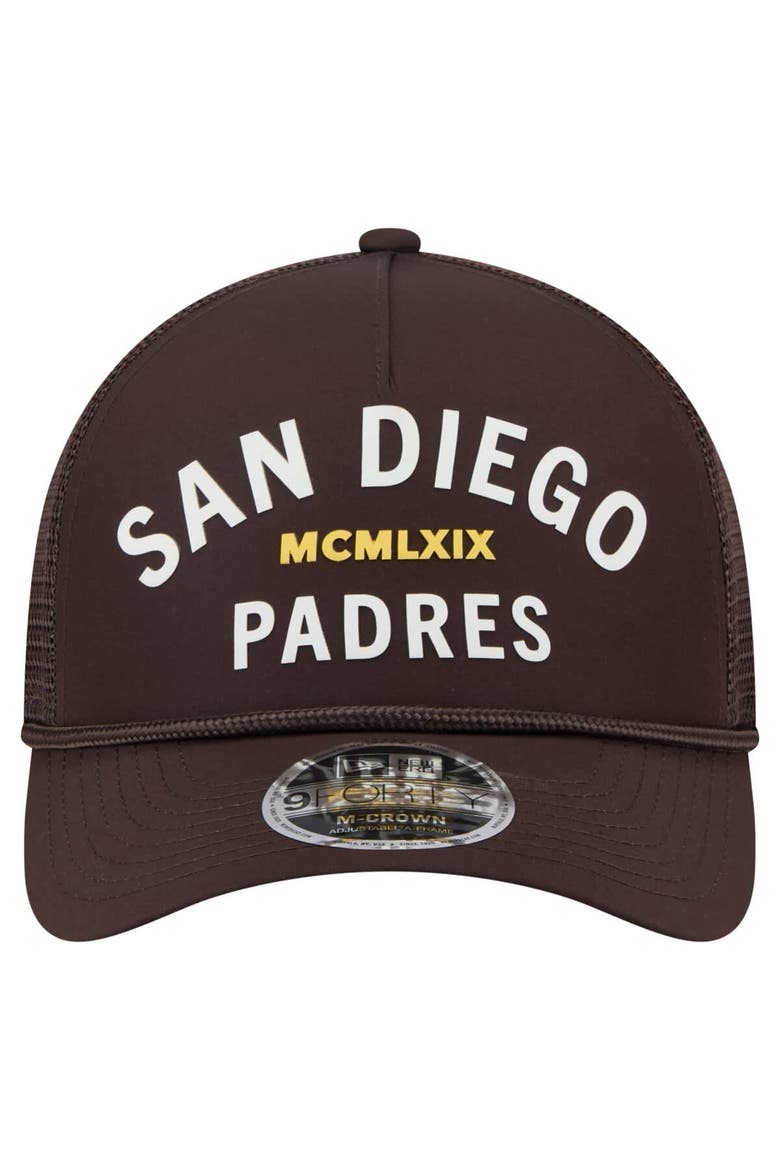 Men's New Era  Dark Brown San Diego Padres Minimalist 9FORTY A-Frame Adjustable Hat, Alternate, color, Dark Brown