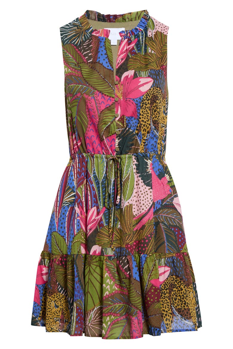 Jenla Itzel Tropical Print Cotton Shift Dress, Alternate, color, BLUE-OLIVE