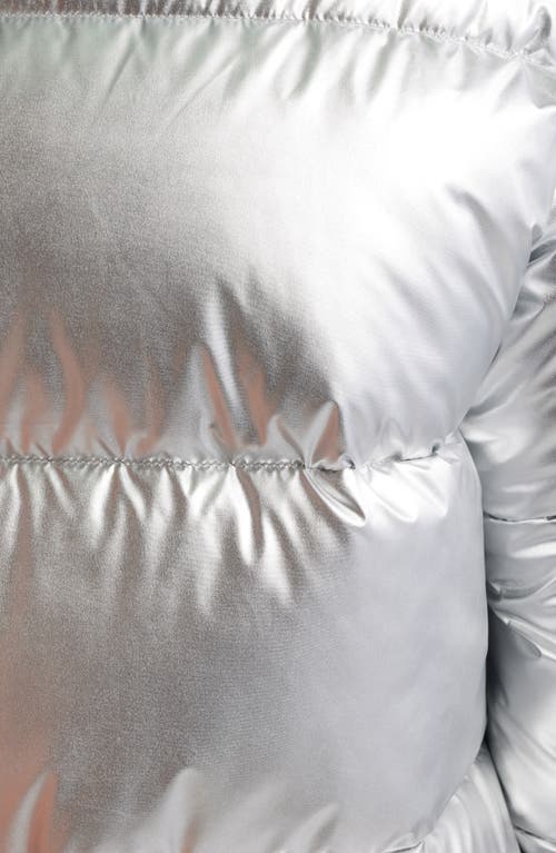 Save The Duck Giselle Short Down Jacket With High-shine Finish Clothing In Silver
