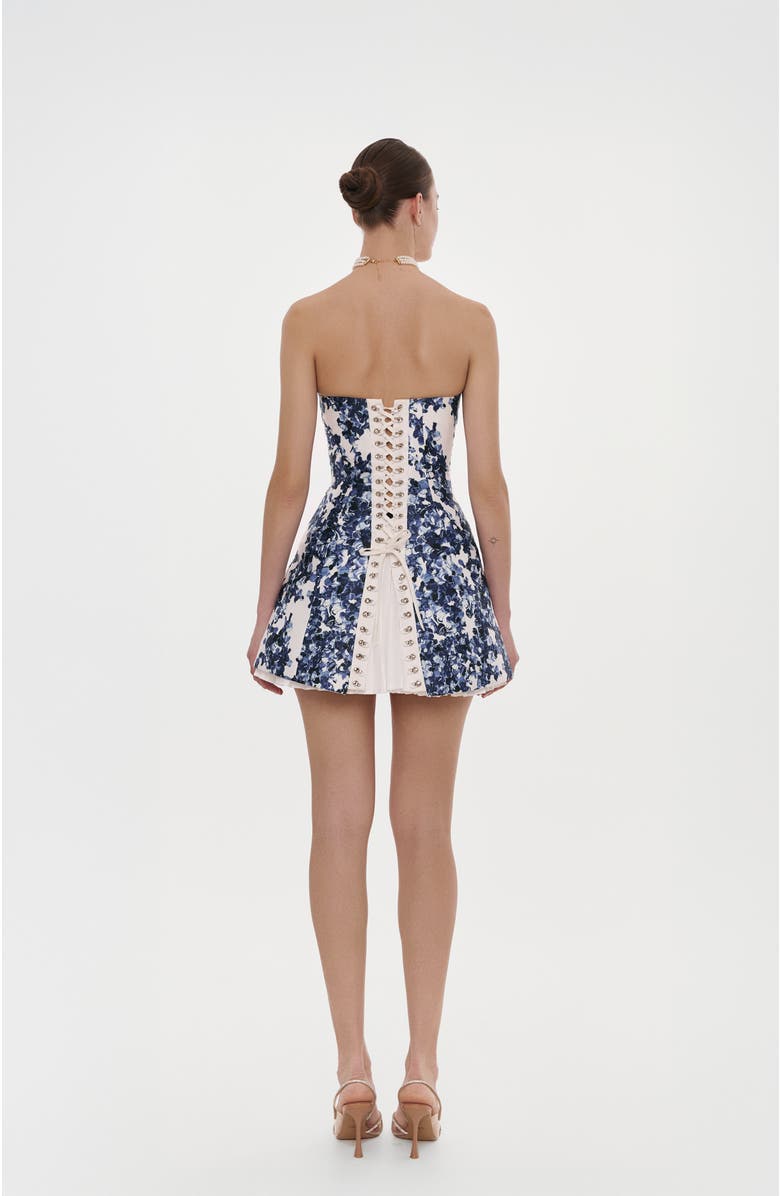 Milla Strapless Mini Dress With Accent Lacing, Alternate, color, Blue Hydrangea