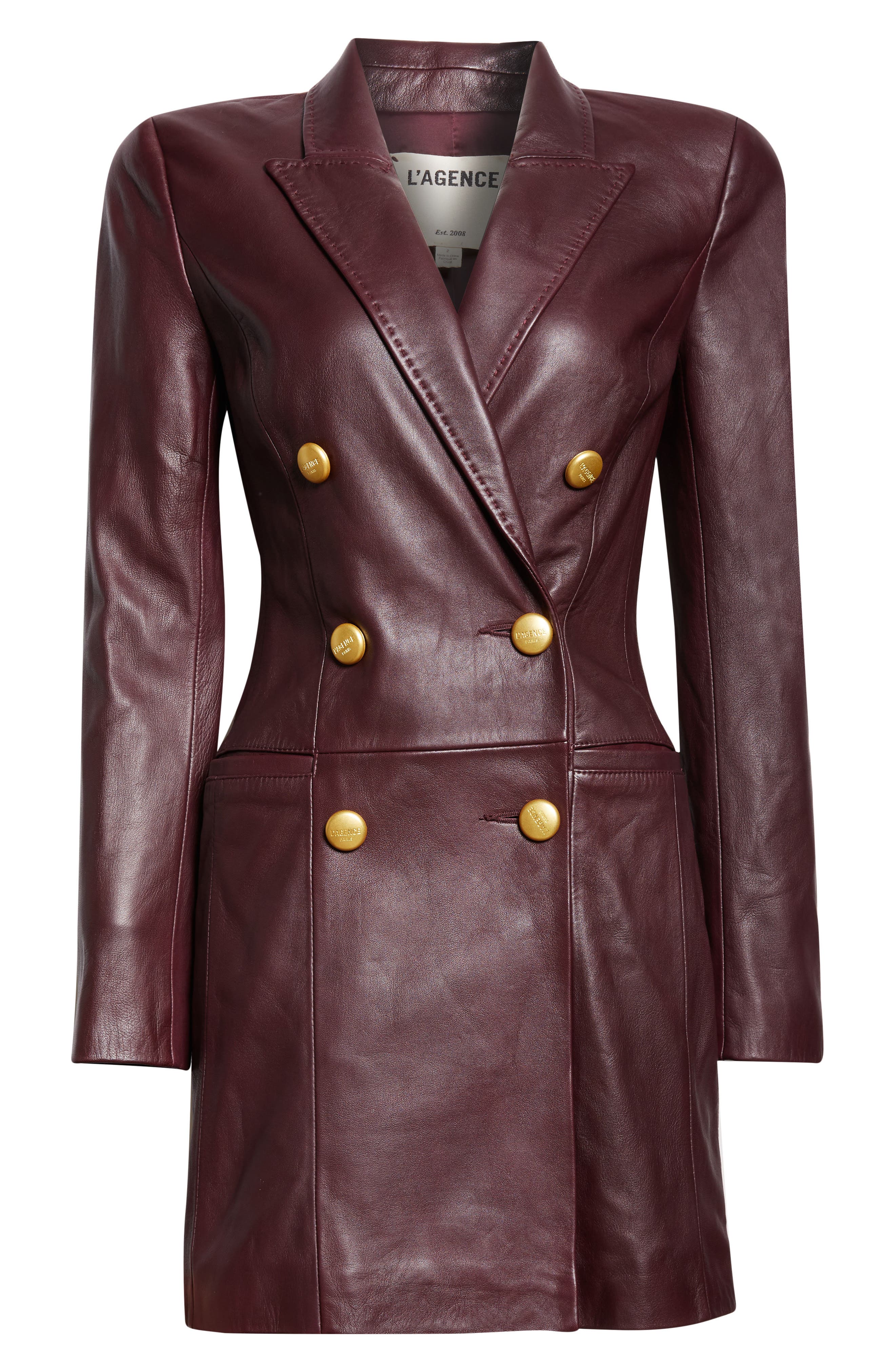 burgundy leather blazer dress Miss Circle Faux Leather Blazer Mini Dress