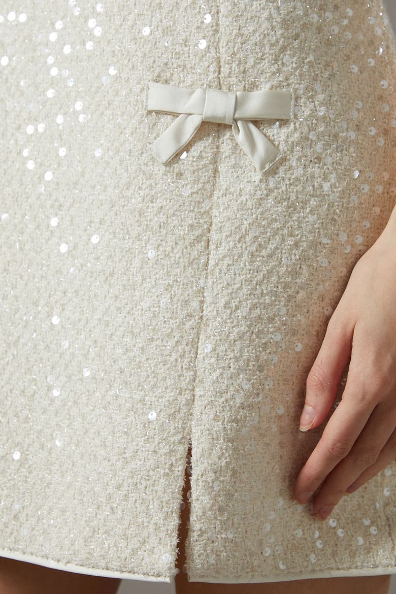 Sequin Boucle Shift Dress, Alternate, color, Ivory