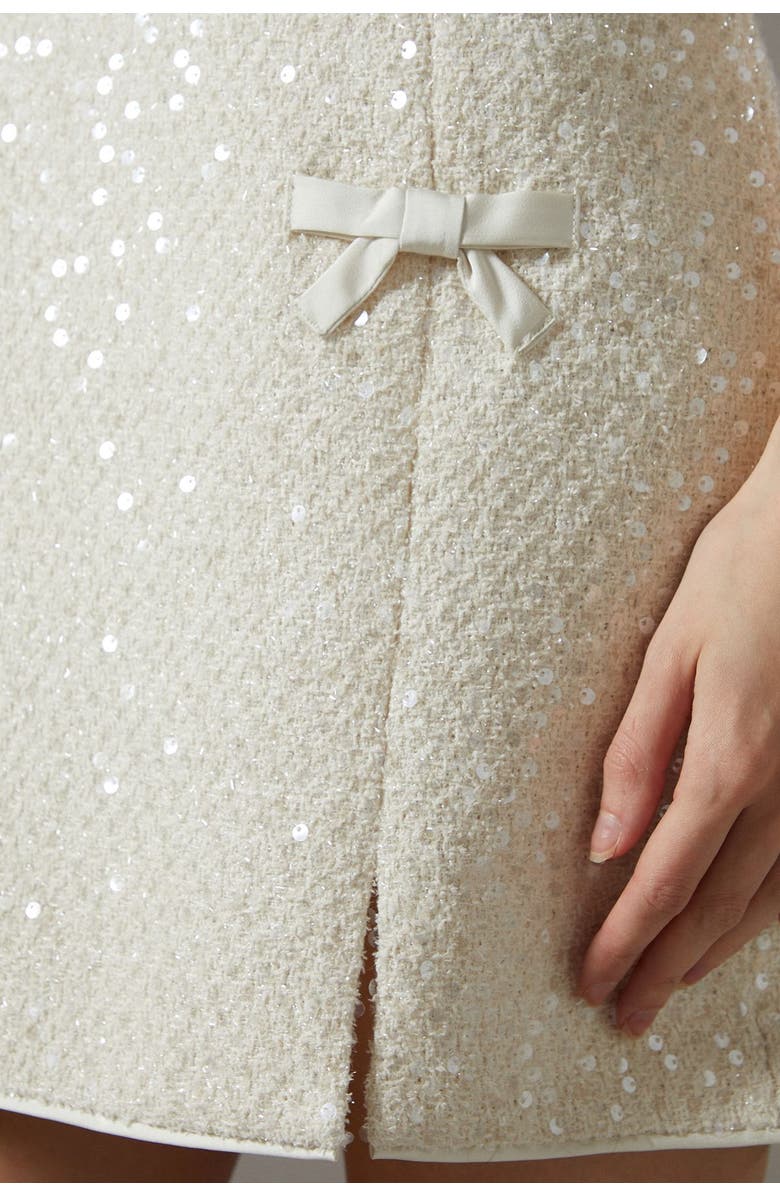 Coast Sequin Boucle Shift Dress, Alternate, color, Ivory