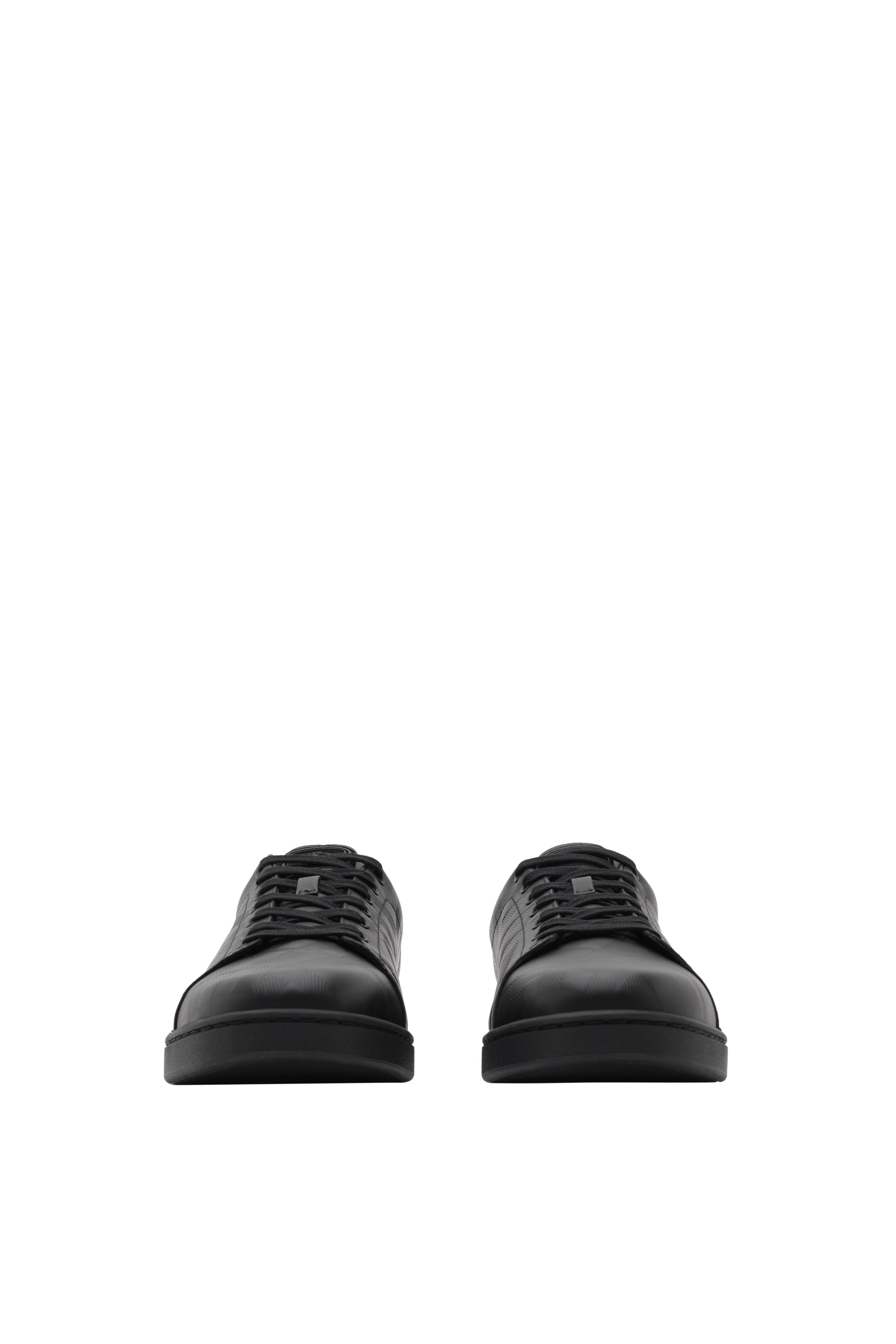 Burberry Embossed Check Leather Set Sneakers, Alternate, color, Black