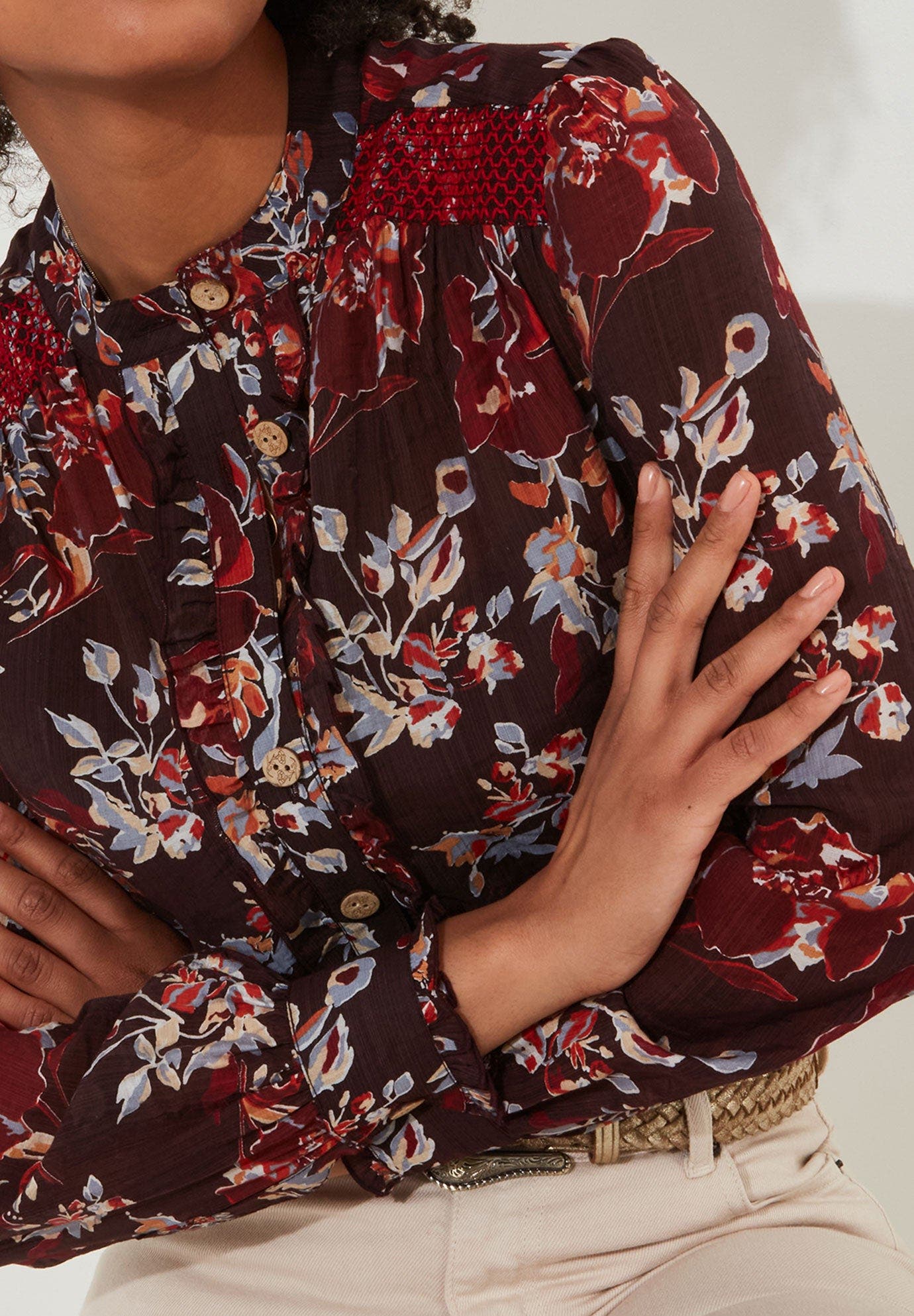 Sheer Button Front Blouse - image 2