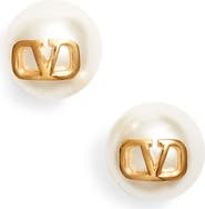 Valentino Garavani VLOGO Imitation Pearl Stud Earrings