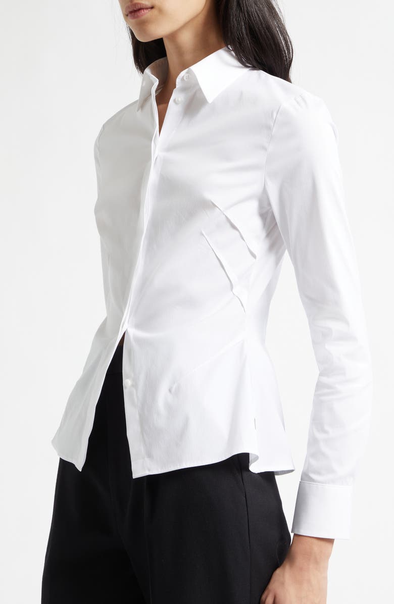 BOSS Burbel Fitted Cotton Blend Button-Up Shirt, Alternate, color, White